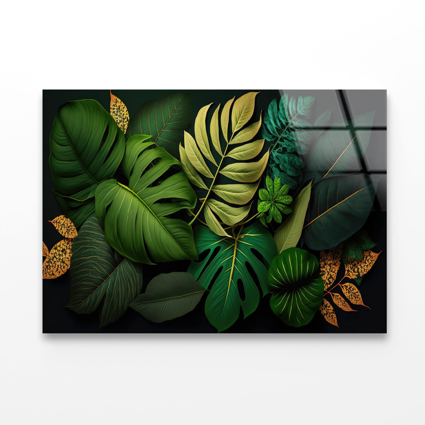 Lush Tropical Leaves in Vibrant Green Acrylic Glass Print Tempered Glass Wall Art 100% Made in Australia Ready to Hang