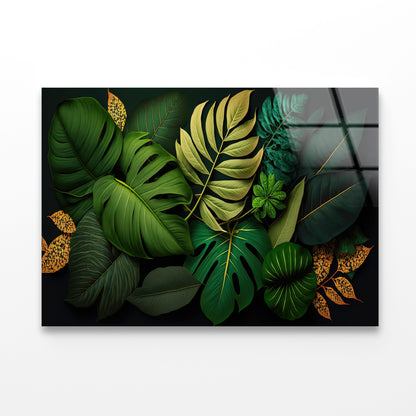 Lush Tropical Leaves in Vibrant Green Acrylic Glass Print Tempered Glass Wall Art 100% Made in Australia Ready to Hang