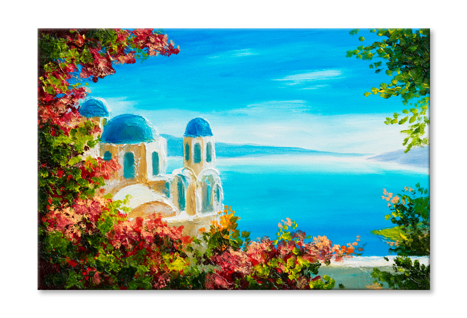 Summer Flowers Near The Sea Oil Painting Limited Edition High Quality Print Stretched Canvas None