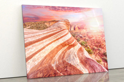 Amazing Colors and Shape of The Fire Wave Rock in Valley Of Fire State Park, Nevada, USA Acrylic Glass Print Tempered Glass Wall Art 100% Made in Australia Ready to Hang