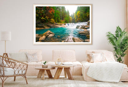 Waterfall On Mountain River in The Forest Home Decor Premium Quality Poster Print Choose Your Sizes