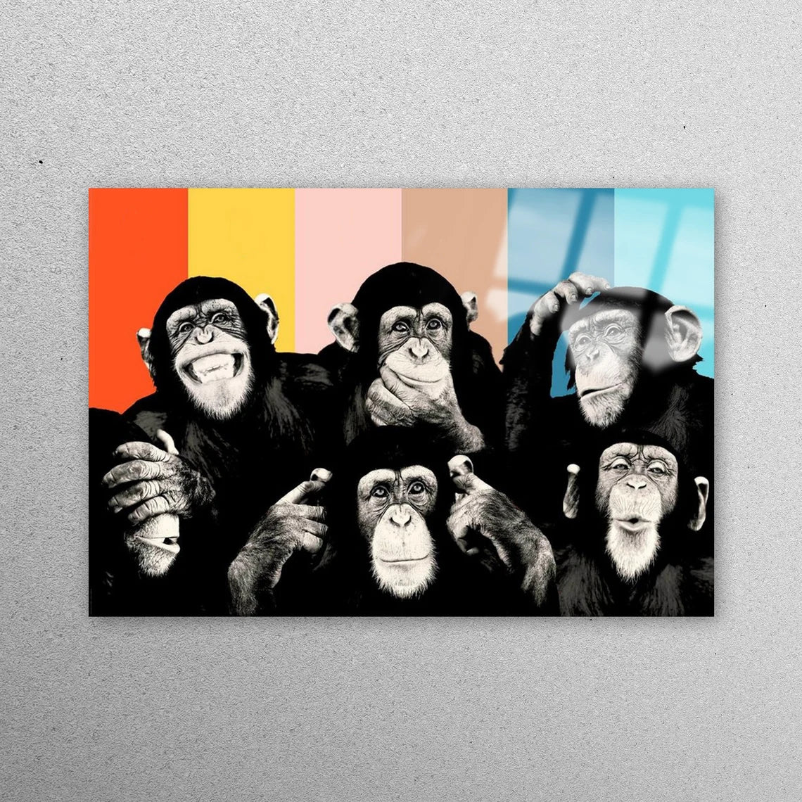 Abstract Monkey Wise Monkeys Acrylic Glass Print Tempered Glass Wall Art 100% Made in Australia Ready to Hang