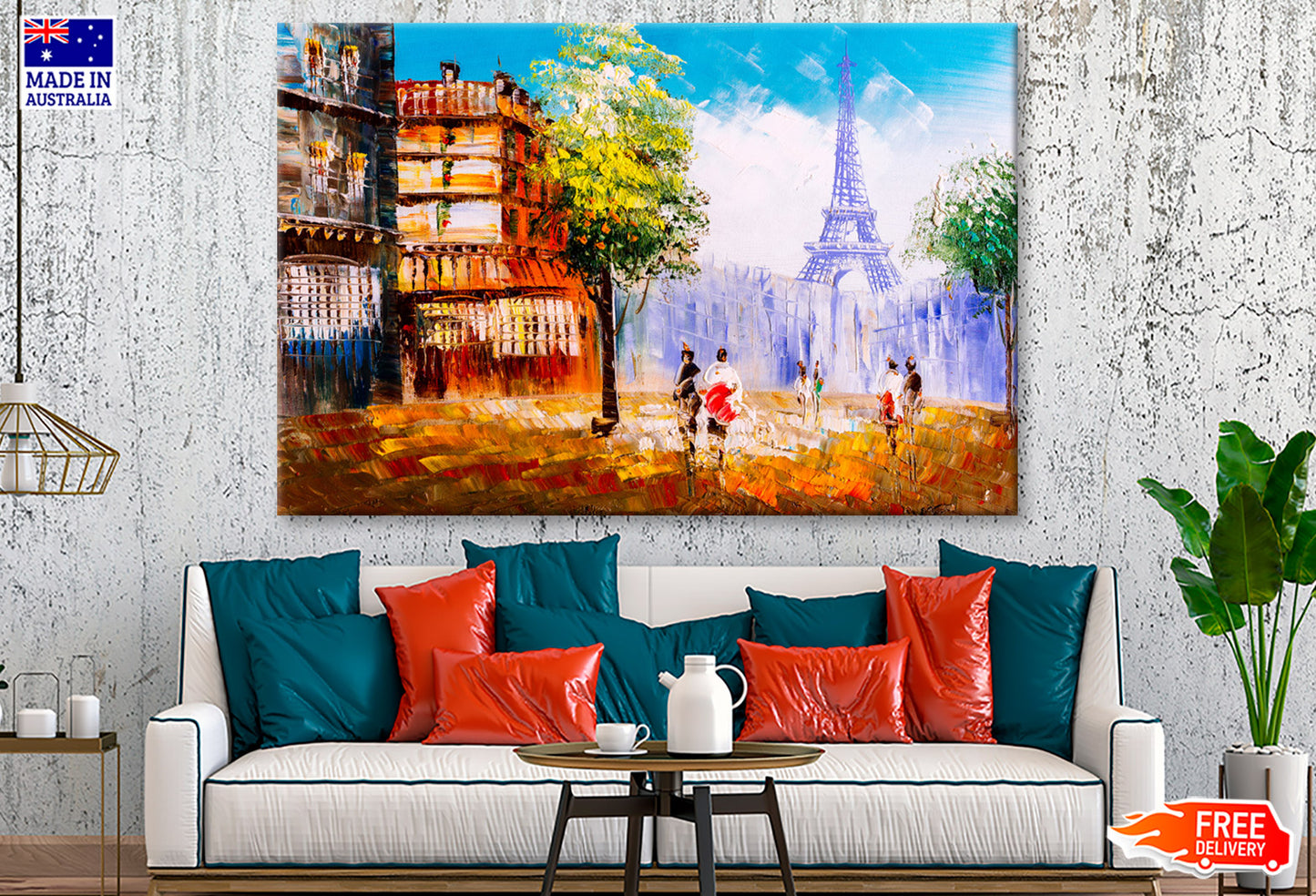 Trees in Street of Paris with People Oil Painting Wall Art Limited Edition High Quality Print