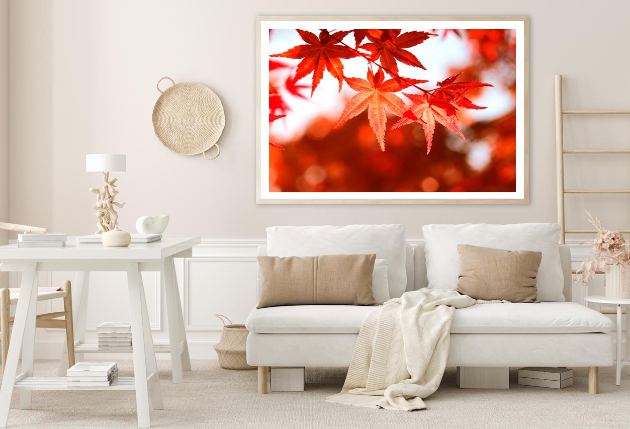 Red Autumn Leaves View Home Decor Premium Quality Poster Print Choose Your Sizes