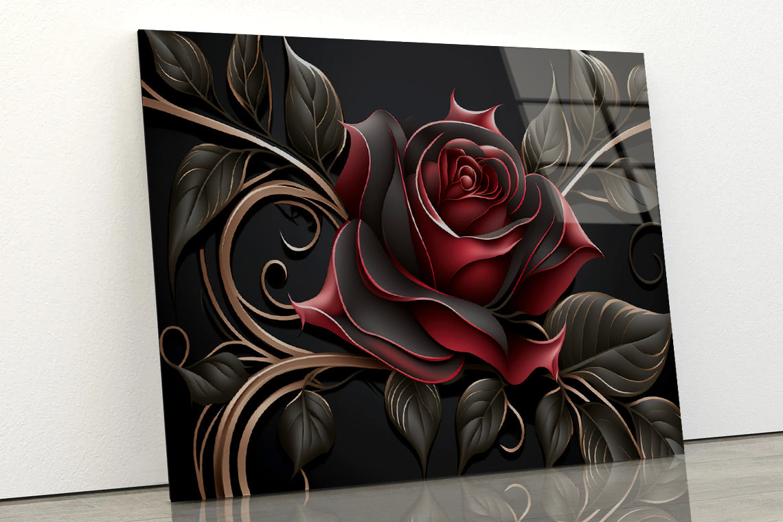 Roses Artistic Flower Design Acrylic Glass Print Tempered Glass Wall Art 100% Made in Australia Ready to Hang