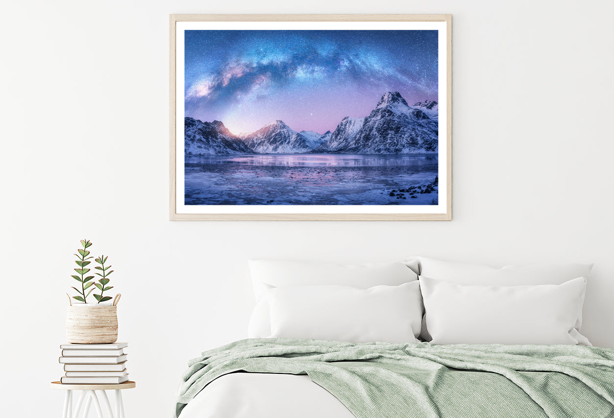 A Body of Water in the Foreground and Mountains Home Decor Premium Quality Poster Print Choose Your Sizes