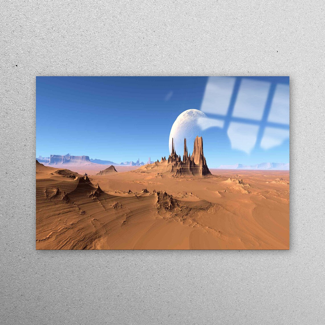 Moon Over Desert View Acrylic Glass Print Tempered Glass Wall Art 100% Made in Australia Ready to Hang