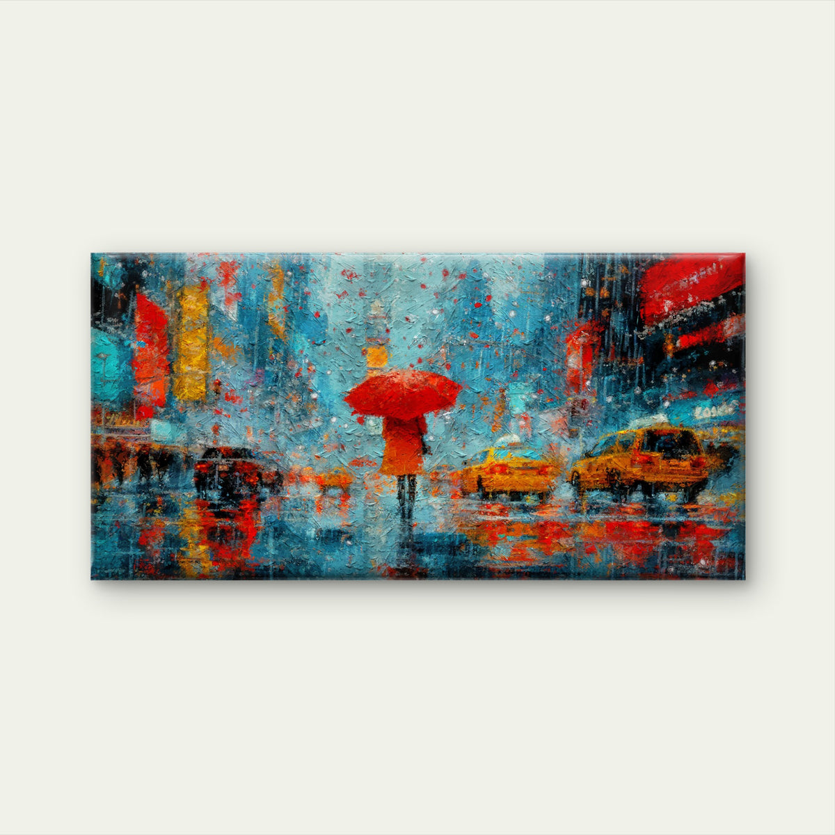 Venice Rainy Red Umbrella Wall Art Canvas Office Home Room Framed 120x60cm