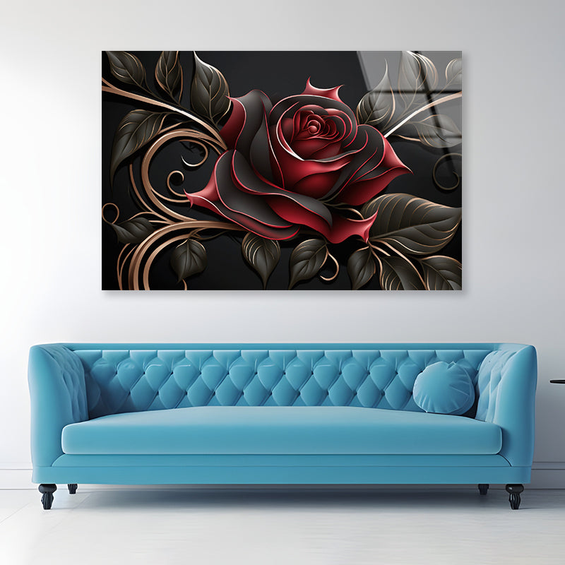 Roses Artistic Flower Design Acrylic Glass Print Tempered Glass Wall Art 100% Made in Australia Ready to Hang