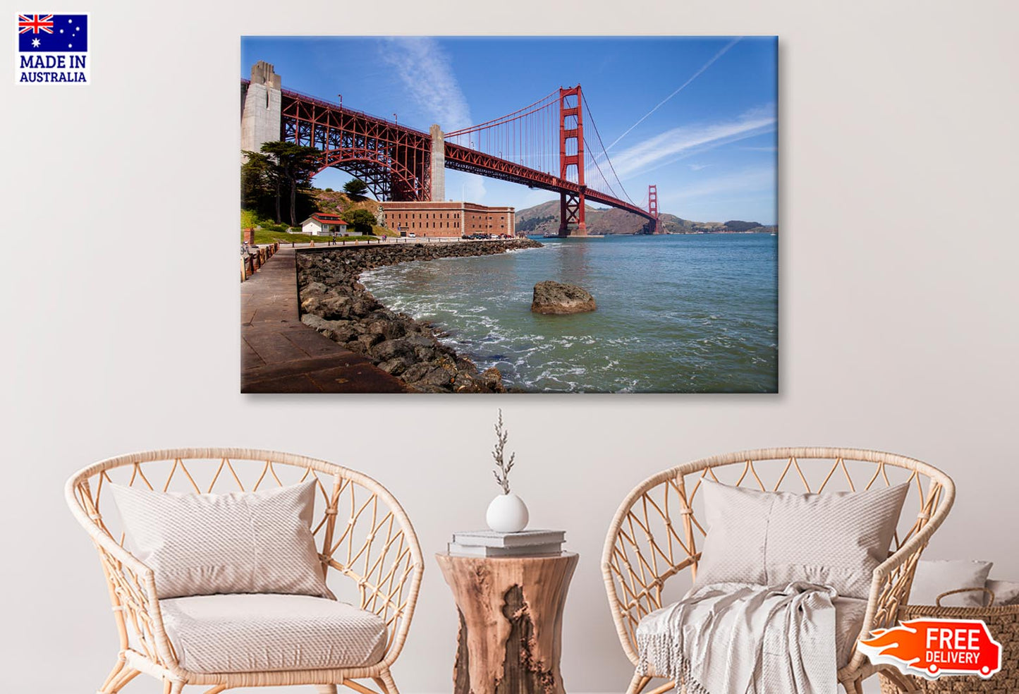 Golden Gate Bridge in The Bright Summer Light Wall Art Decor 100% Australian Made