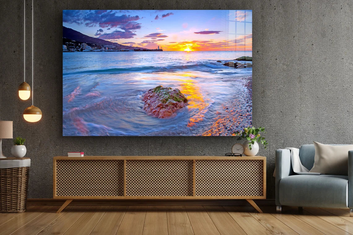 Seaside View Sunset Sky UV Direct Aluminum Print Australian Made Quality