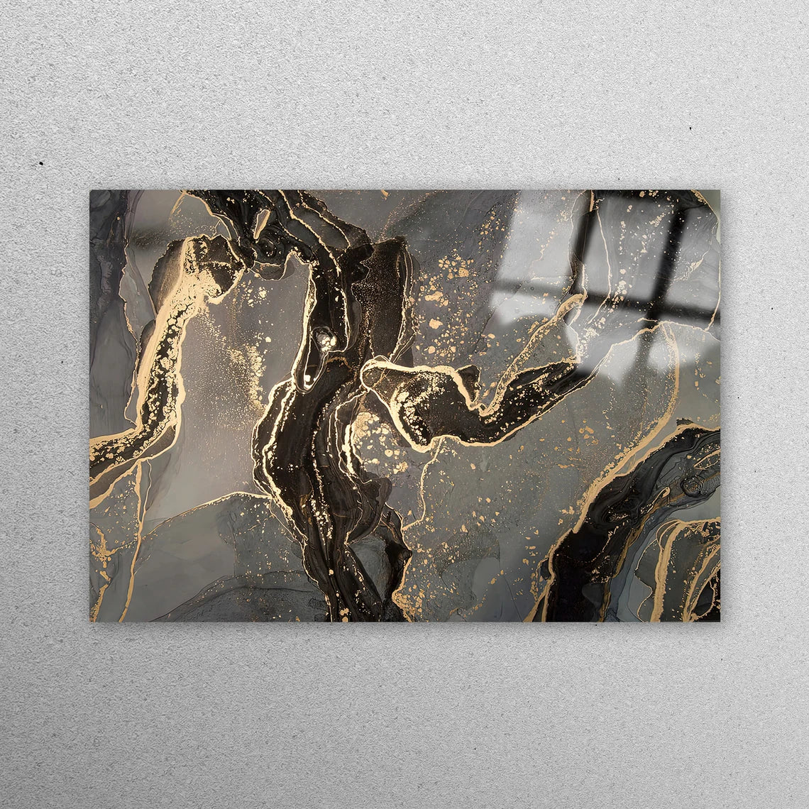 Black Gold Marble Acrylic Glass Print Tempered Glass Wall Art 100% Made in Australia Ready to Hang