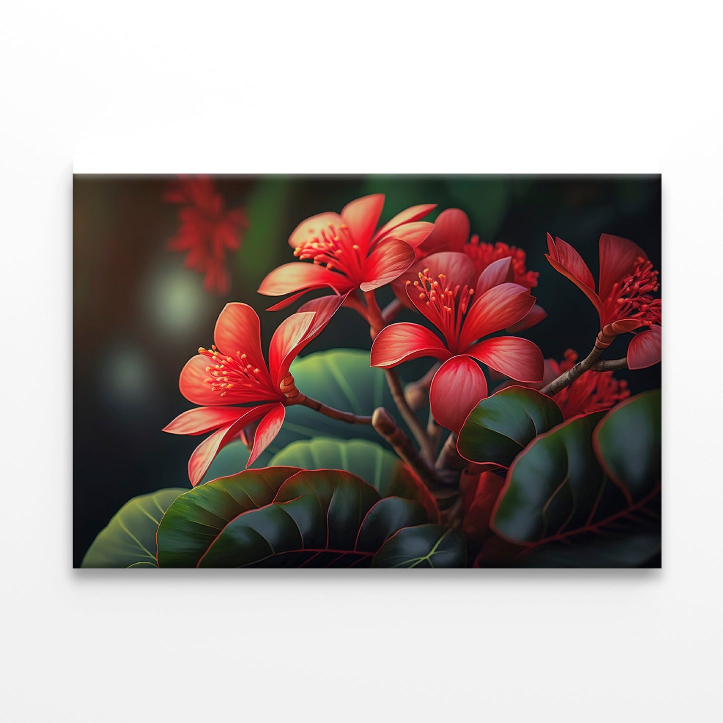 Red Tropical Flowers Print 100% Australian Made