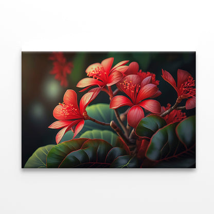 Red Tropical Flowers Print 100% Australian Made