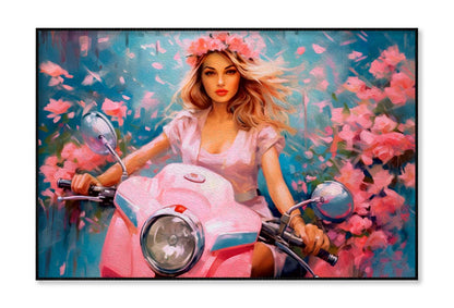 Stylish Girl Scooter Abstract Painting Wall Art Limited Edition High Quality Print