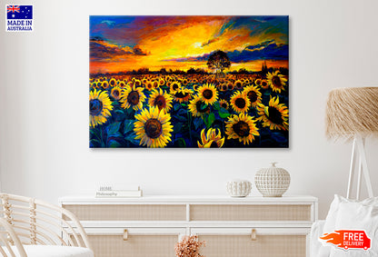 Sunflower Field Oil Painting Wall Art Limited Edition High Quality Print