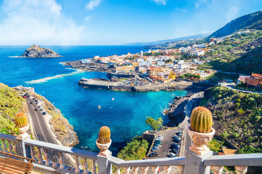 Garachico Town Of Tenerife Glass Framed Wall Art, Ready to Hang Quality Print