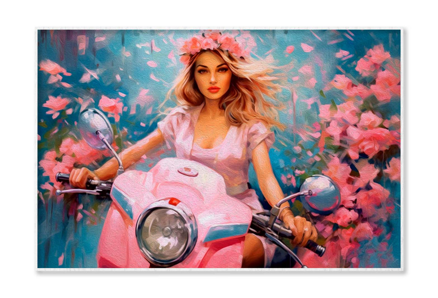 Stylish Girl Scooter Abstract Painting Wall Art Limited Edition High Quality Print