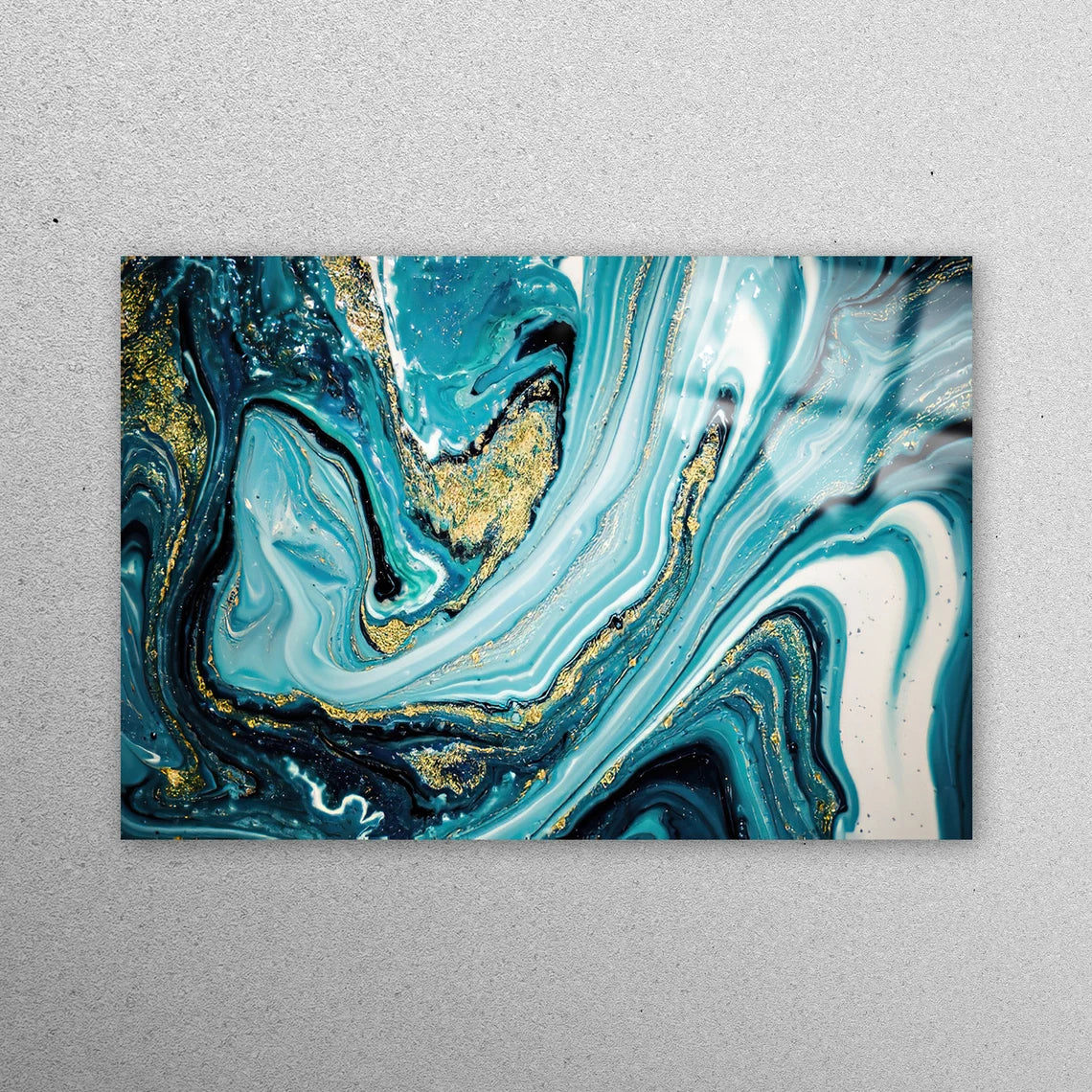 Blue & Gold Wall Art Acrylic Glass Print Tempered Glass Wall Art 100% Made in Australia Ready to Hang