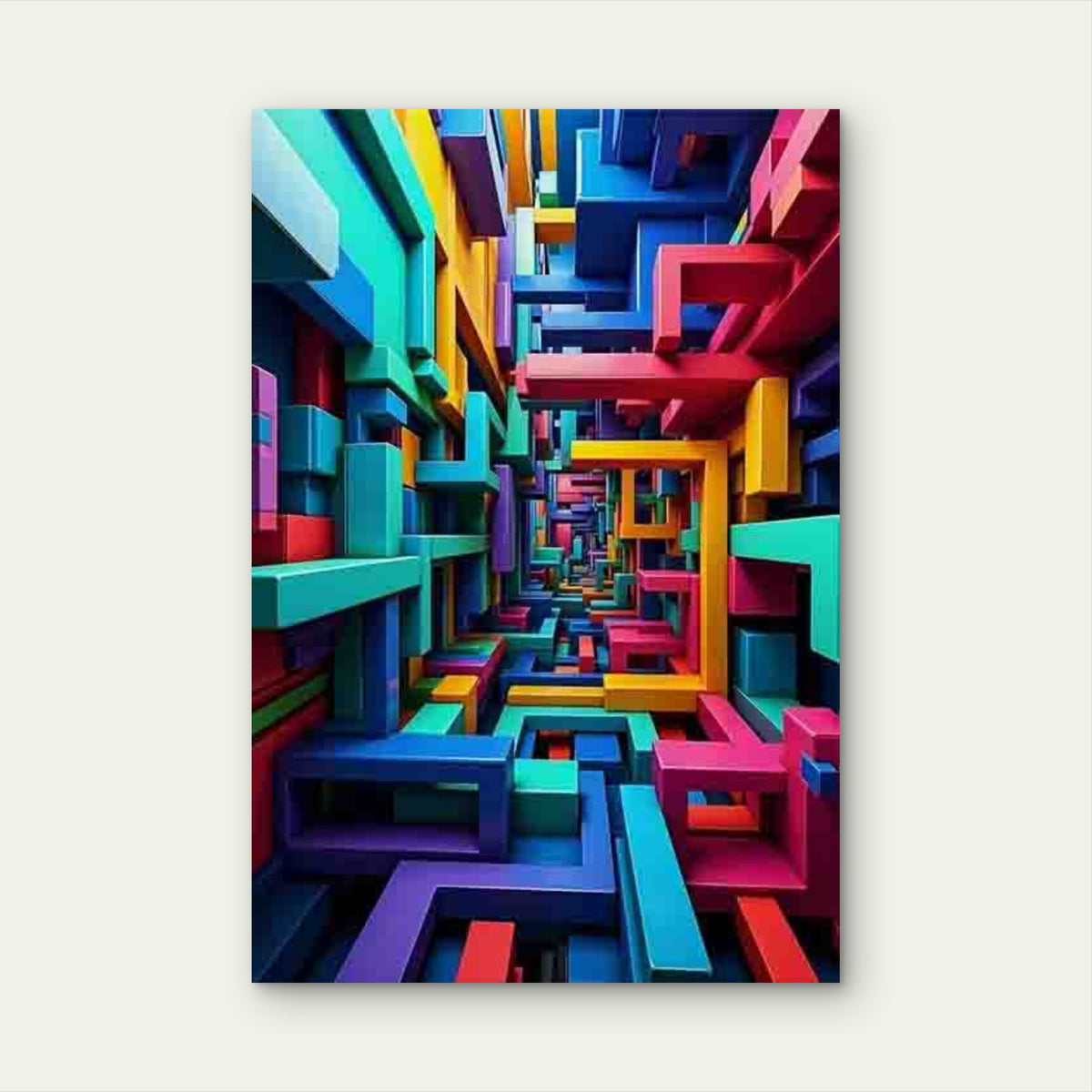 Colorful Cubic Labyrinth Metal Print Ready to Hang