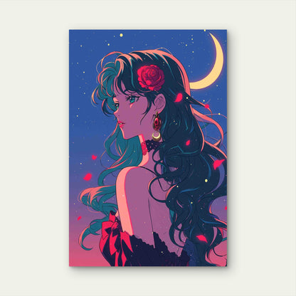 Anime Style Illustration Rose 40x60cm Metal Print Ready to Hang
