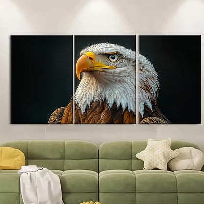 3pcs Bald Eagle Painting Bird Portrait Metal Print Ready to Hang Art