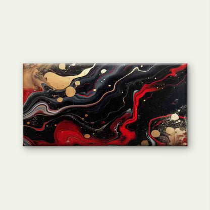 Abstract Red Black Golden Fluid Wall Art Canvas Office Home Room Framed 120x60cm