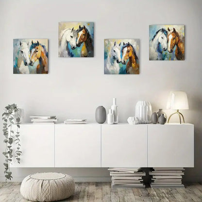 4pcs Fine Horse Room Decor Wall Art Canvas Framed