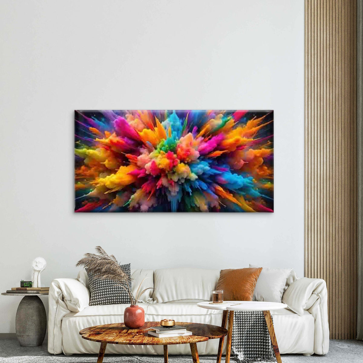 Abstract Explosion of Color Wall Art Canvas Office Home Room Framed 120x60cm