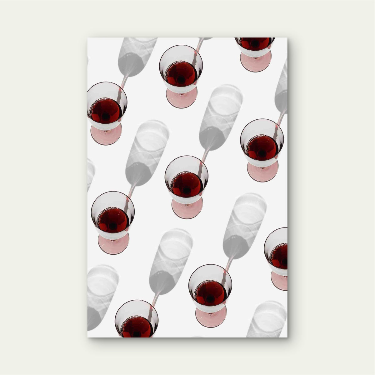 Glasses Red Wine With Sunlight Shadows 40x60cm Metal Print Ready to Hang