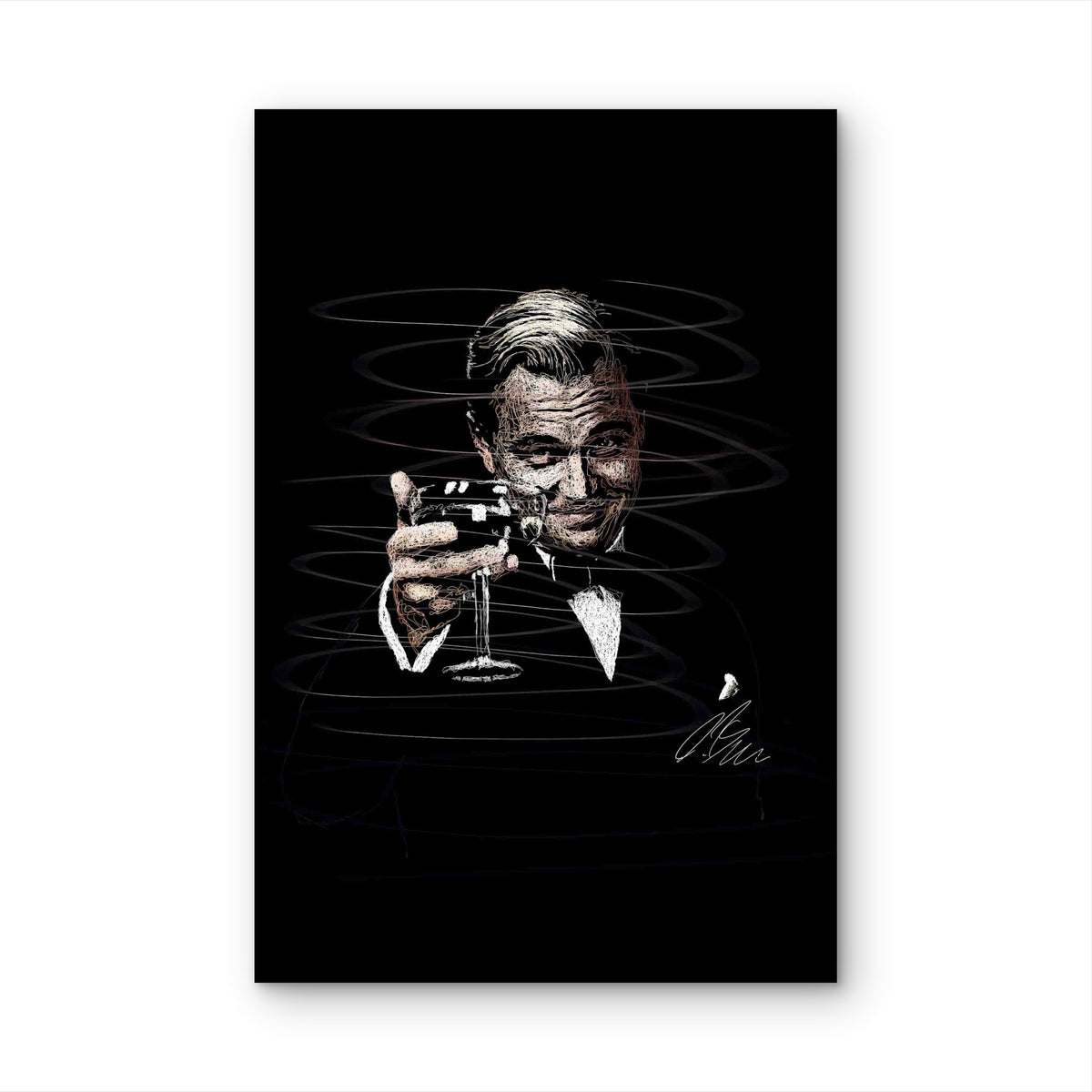 Dapper Champagne Toast Sketch 40x60cm Metal Print Ready to Hang