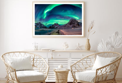 Northern Lights Explosion on Snowy Mountain Range Home Decor Premium Quality Poster Print Choose Your Sizes