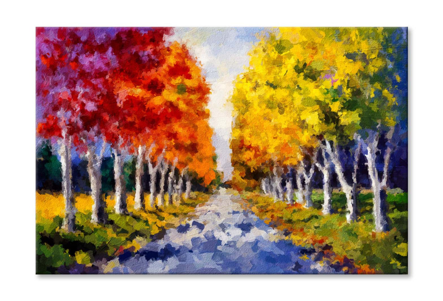 Colorful Autumn Trees, Impressionist Art Wall Art Limited Edition High Quality Print