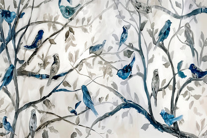 Neutral Color Birds Perched on Branches Wall Art Decor 100% Australian Made
