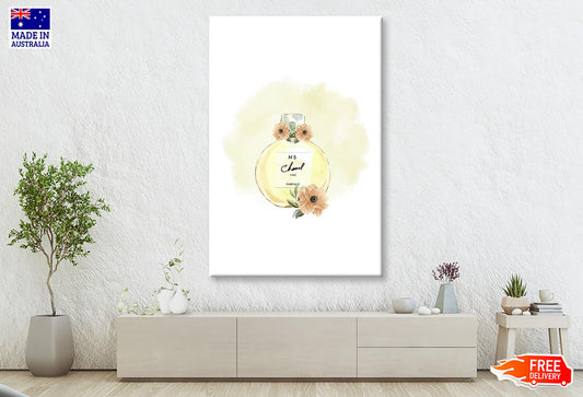 Yellow Perfume with Flowers Wall Art Limited Edition High Quality Print