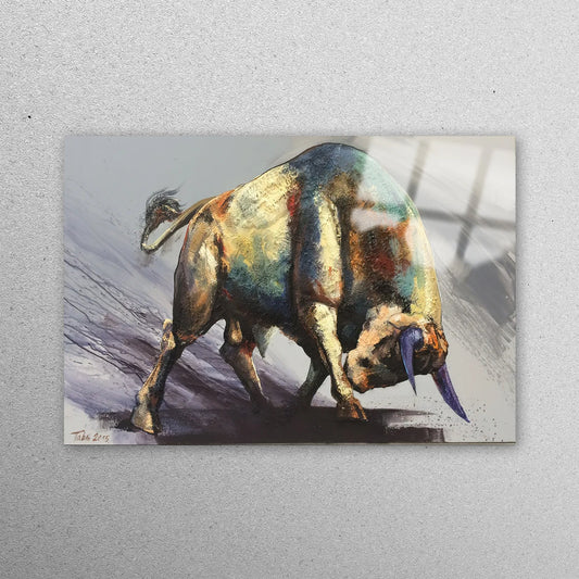 Bull Abstract Animal Acrylic Glass Print Tempered Glass Wall Art 100% Made in Australia Ready to Hang