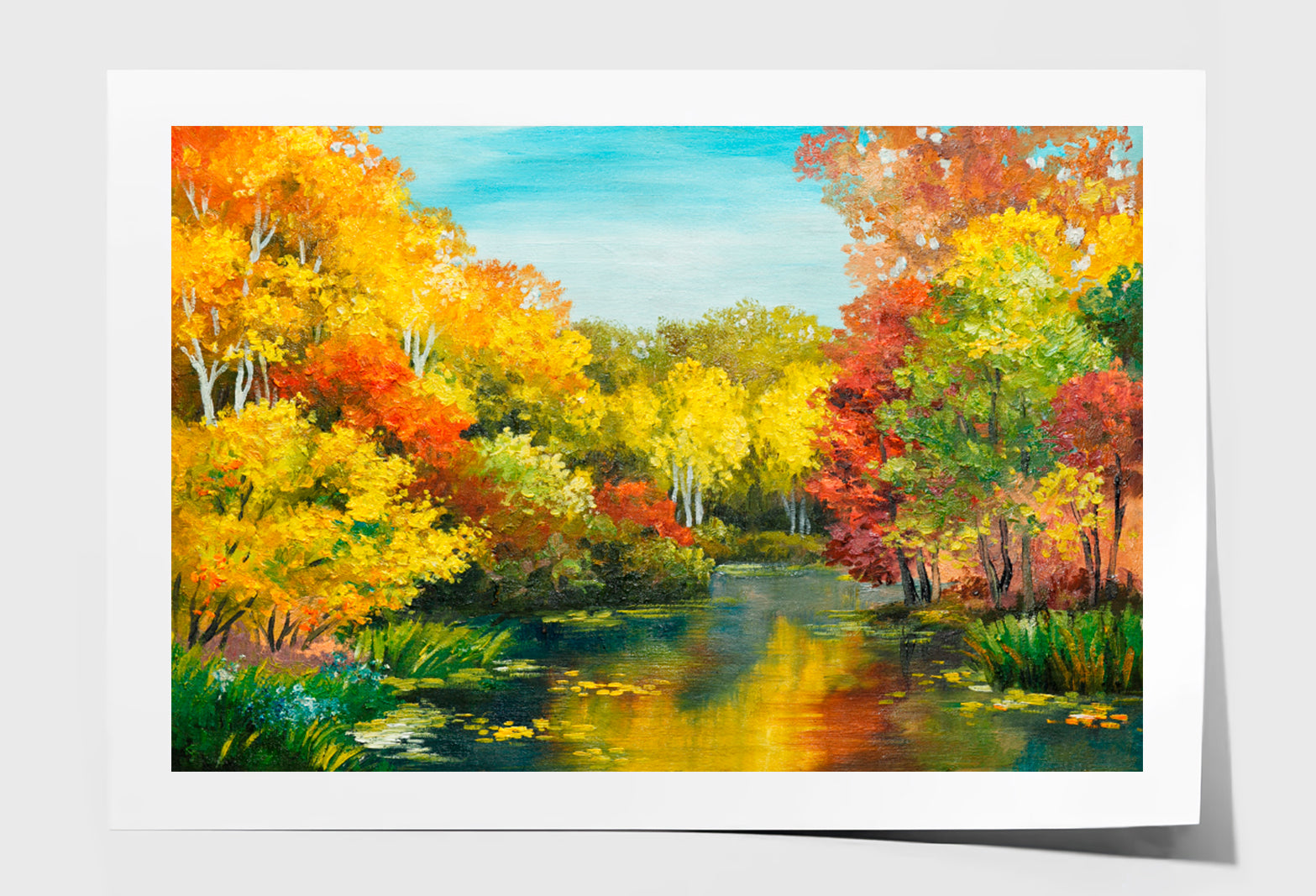 Colorfull Autumn Forest Oil Painting Wall Art Limited Edition High Quality Print Unframed Roll Canvas None