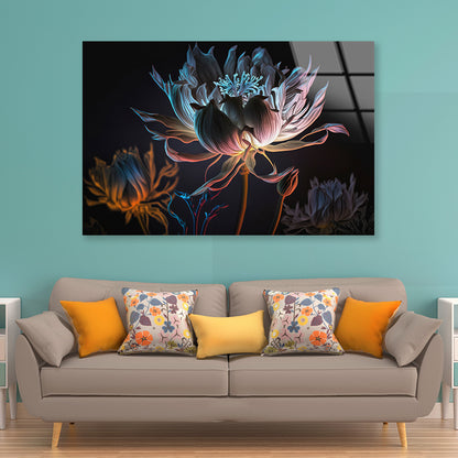 Close-Up of a Flower at Night Acrylic Glass Print Tempered Glass Wall Art 100% Made in Australia Ready to Hang