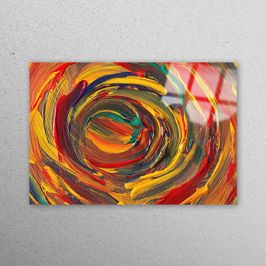 Red And Yellow Color Painting Acrylic Glass Print Tempered Glass Wall Art 100% Made in Australia Ready to Hang