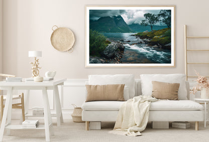 River Flowing Through a Valley with Trees & Mountains Home Decor Premium Quality Poster Print Choose Your Sizes