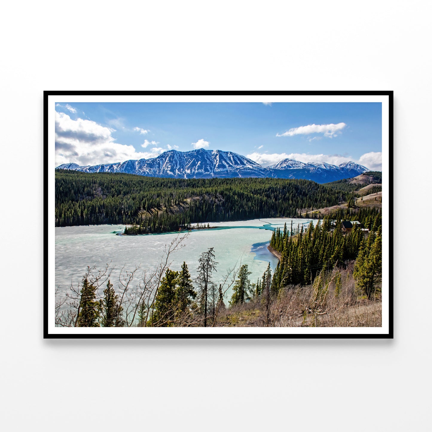 A Serene River with Trees Towering Mountains Home Decor Premium Quality Poster Print Choose Your Sizes