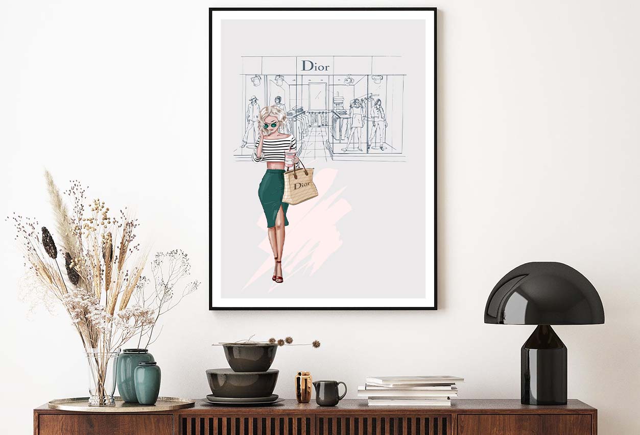 Fashion Store with Stylish Lady Design Home Decor Premium Quality Poster Print Choose Your Sizes