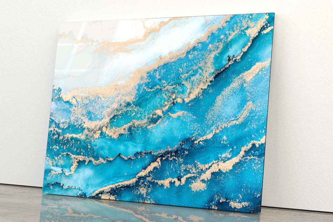 Marble Ink Wave Abstract Acrylic Glass Print Tempered Glass Wall Art 100% Made in Australia Ready to Hang