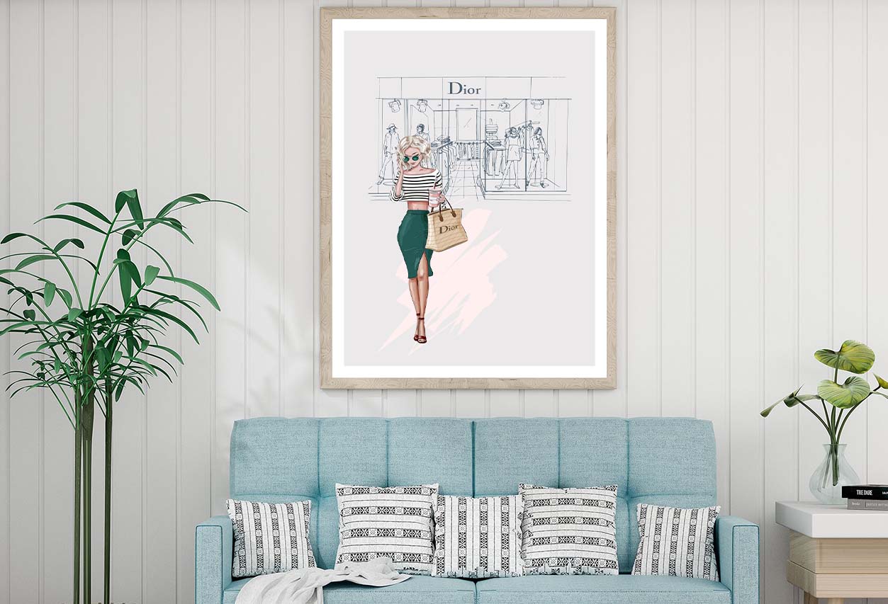 Fashion Store with Stylish Lady Design Home Decor Premium Quality Poster Print Choose Your Sizes