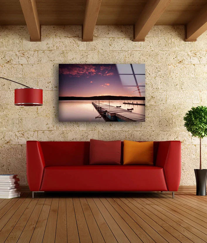 Wooden Pier Over Lake UV Direct Aluminum Print Australian Made Quality