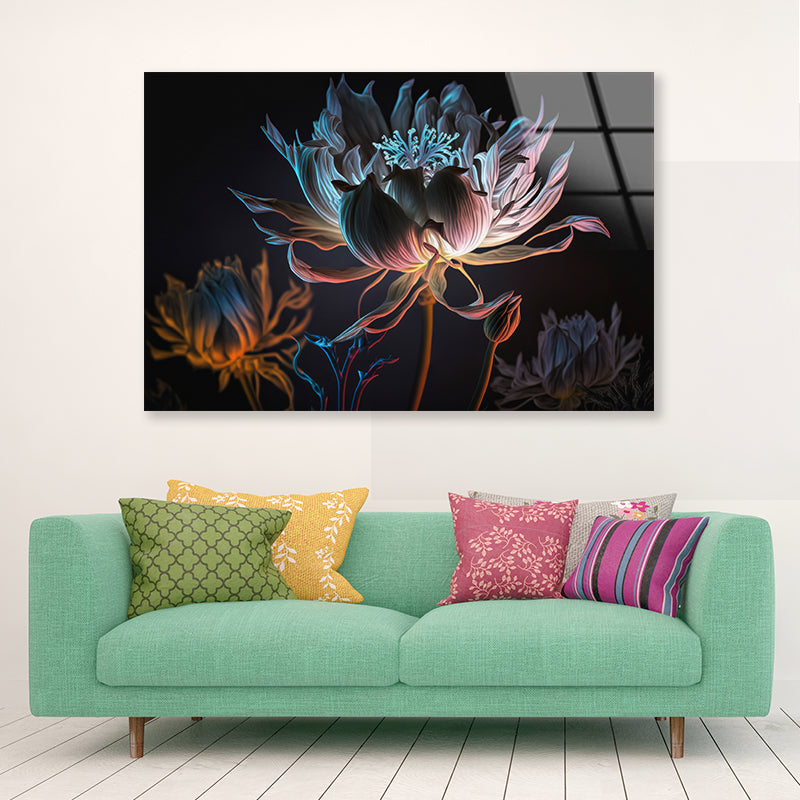 Close-Up of a Flower at Night Acrylic Glass Print Tempered Glass Wall Art 100% Made in Australia Ready to Hang