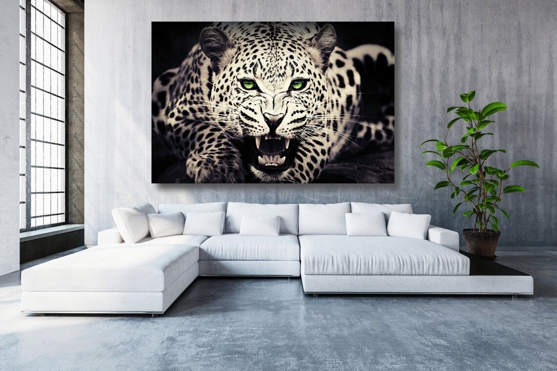 Leopard Closeup Acrylic Glass Print Tempered Glass Wall Art 100% Made in Australia Ready to Hang