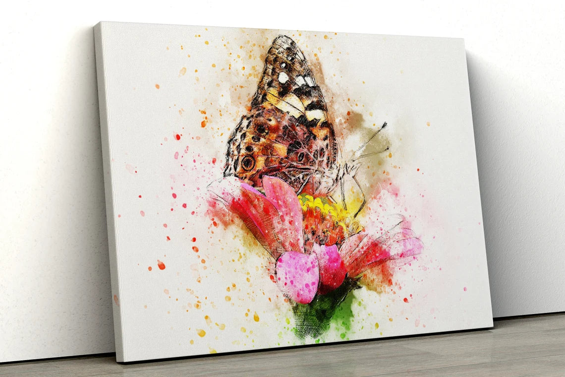 Colorful butterfly water color painting UV Direct Aluminum Print Australian Made Quality