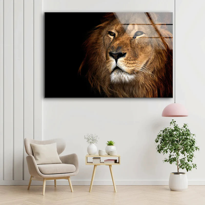 Lion Face Portrait View UV Direct Aluminum Print Australian Made Quality