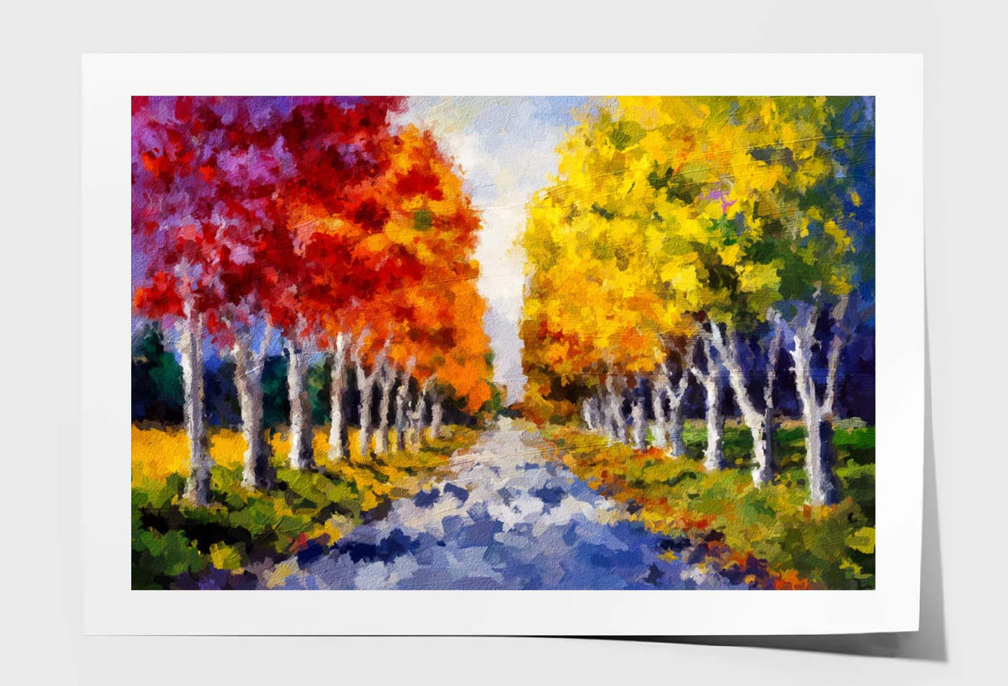 Colorful Autumn Trees, Impressionist Art Wall Art Limited Edition High Quality Print